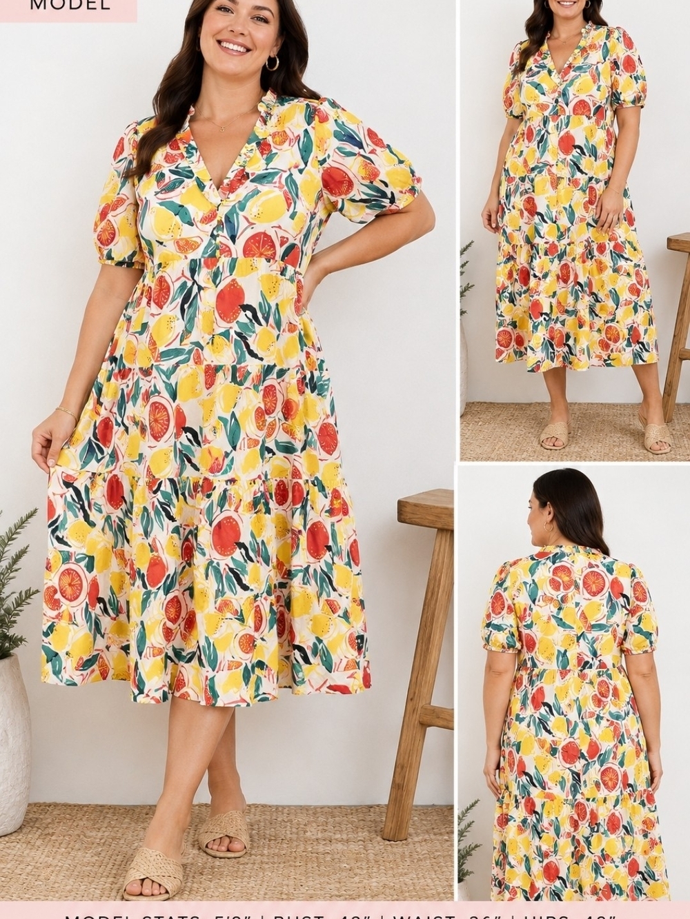 Donna Morgan Citrus Print Dress – Size 14